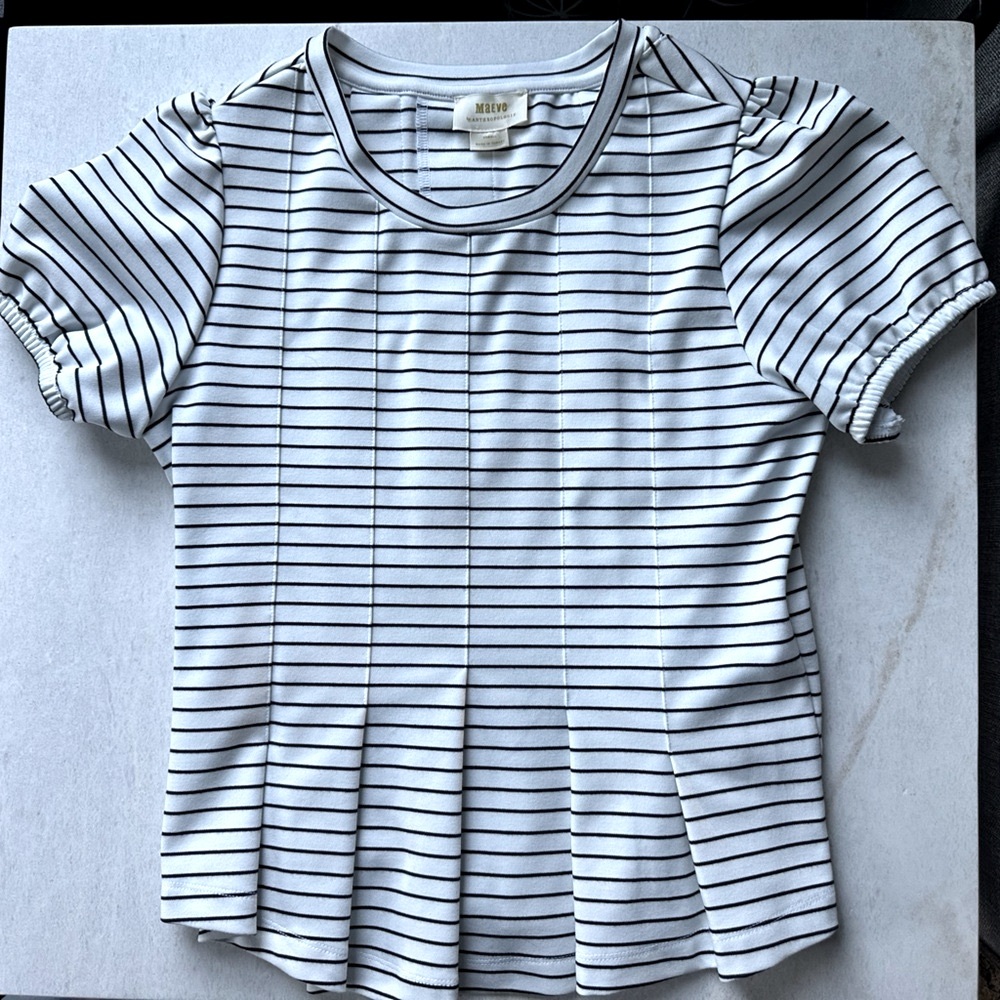 Anthropologie | Maeve Corset Peplum Top- Striped Nautical Classic, Size Small - Picture 4 of 15